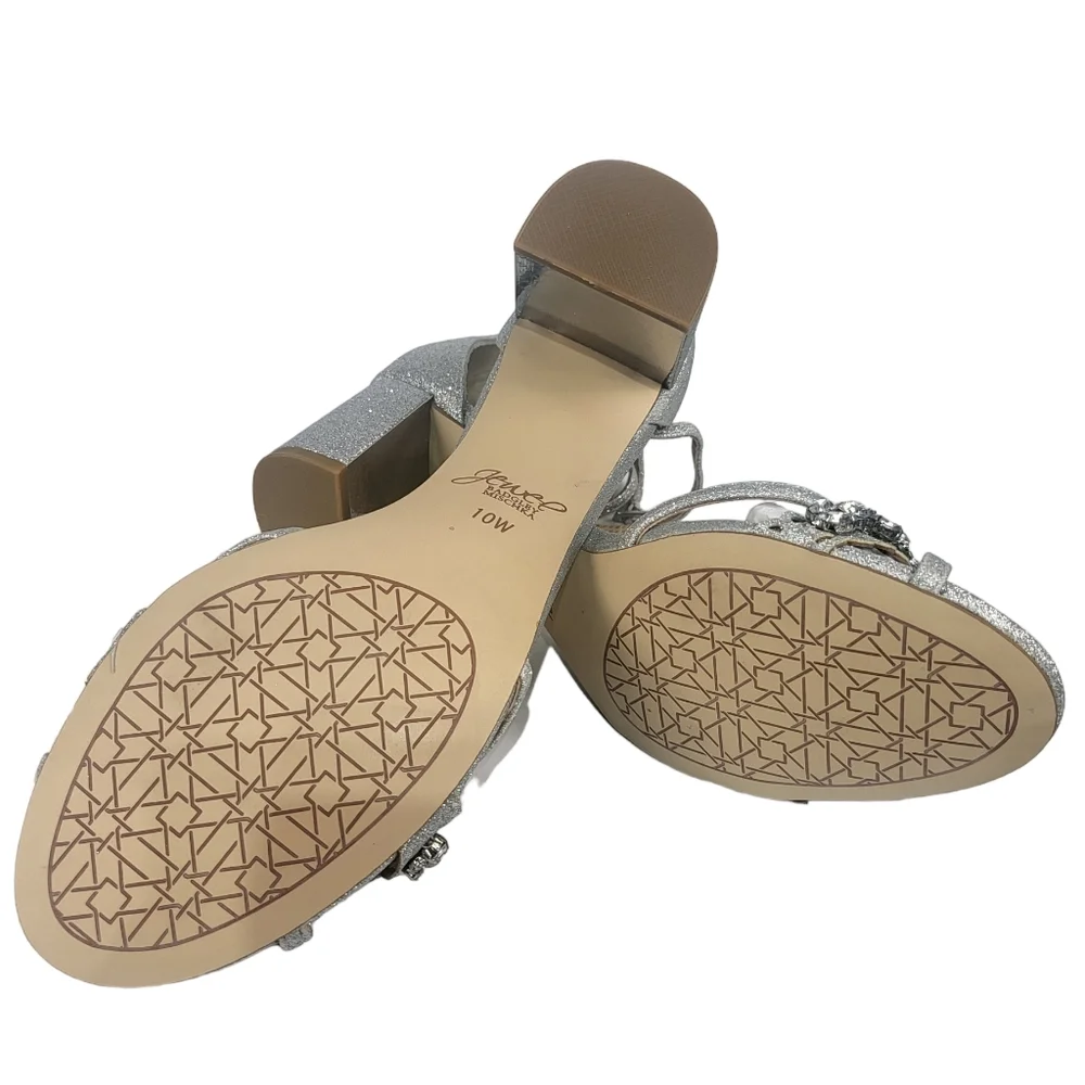 Jewel Badgley Mischka Giona Evening Sandals Silver Glitter 10 - Picture 8 of 8